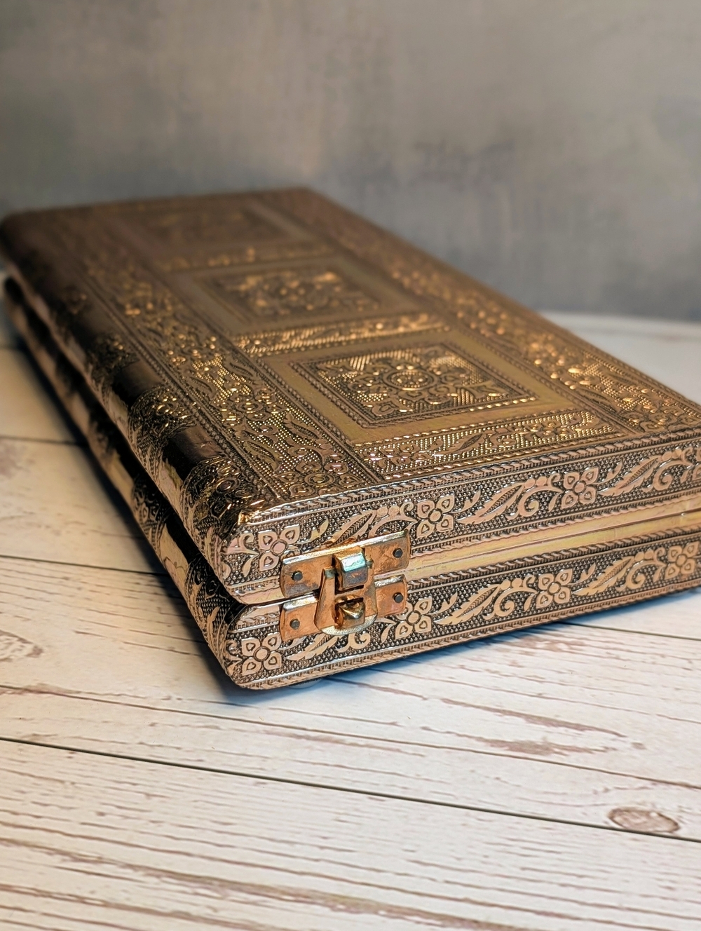 Aluminum Embossed Book Style Jewelry/Trinket Box-Rose Gold - Picture 3 of 6